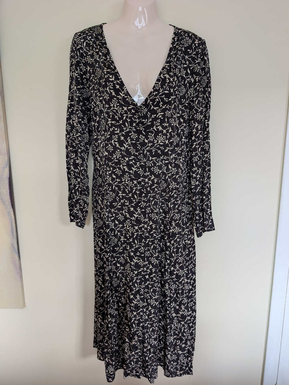 Sézane Victoriana Dress Midi Two Tone Black 42 XL 10 - Picture 6 of 16